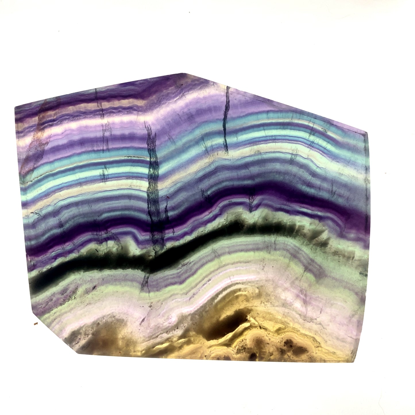 High Quality Polished Rainbow Fluorite Slice